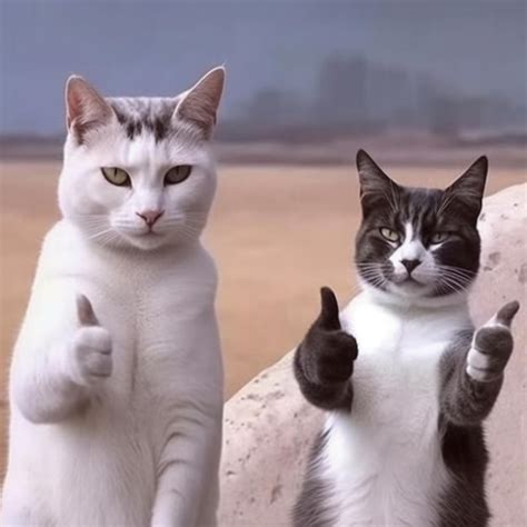 Premium Ai Image Two Cats Giving Thumbs Up And One Has The Other