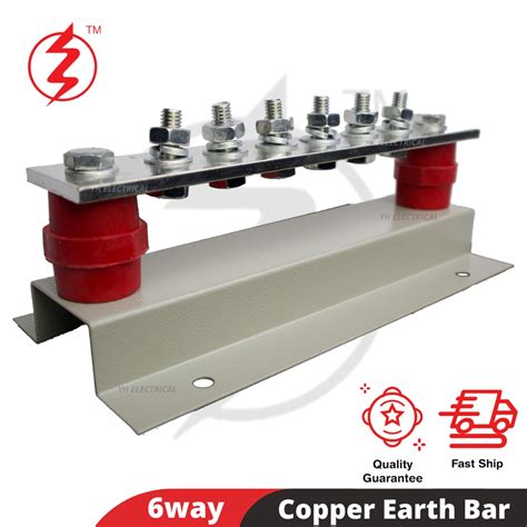 6 Way Copper Bar Earth Bar 5mm X 40mm X 210mm Grounding Earthing