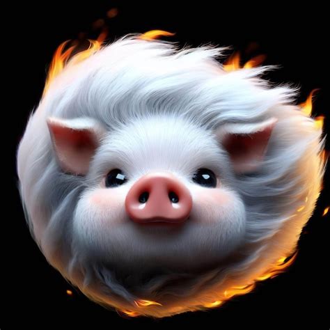 Premium Ai Image Pig With Flames On The Face