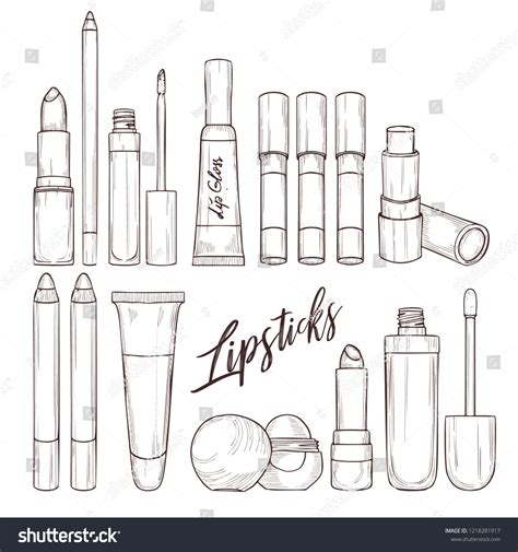 Types Lipsticks Lip Glosses Stock Vector Royalty Free 1218281917