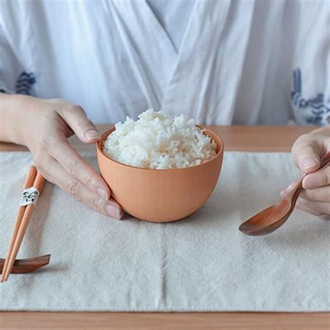 Qiilu bol en bois Riz Soupe Salade Bol À Manger Ustensiles Conteneur