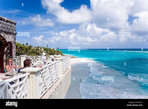 Guests Sitting On Terrace Of The Restaurant Of The Crane Hotel Barbados