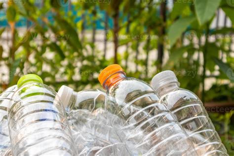 Plastic Bottles In Brown Recycle Garbage Box Stock Photo At