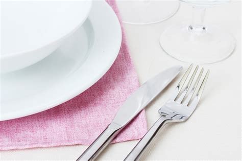 Premium Photo Table Setting With Fork Knife Plates And Napkin