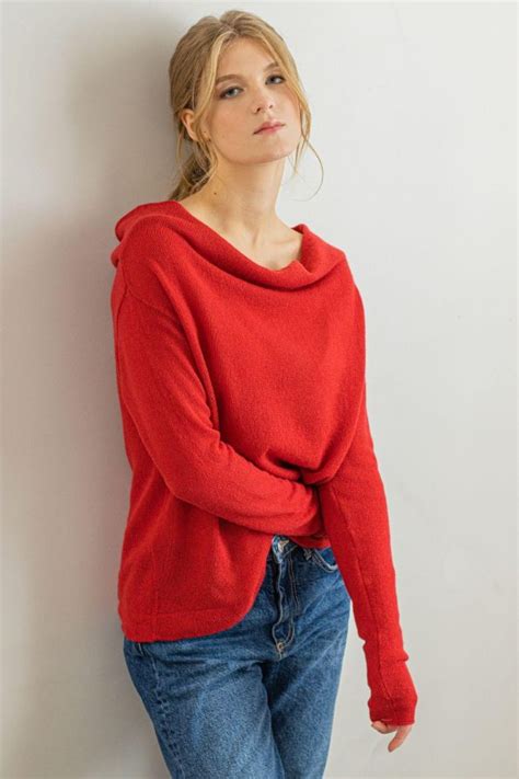 Cashmere Off Shoulder Sweater Red Soft And Stylish Krista Elsta