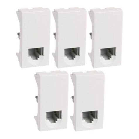 Kit 5 Modulo Tomada Para Telefone Rj11 2 Fios Branco Pial Plus