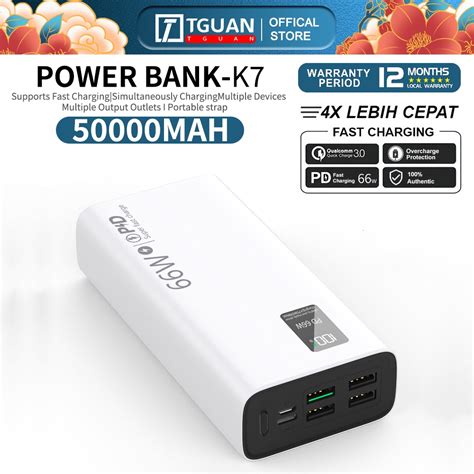 Tguan Power Bank Original K Mah Fast Charging Pd W Mah Usb