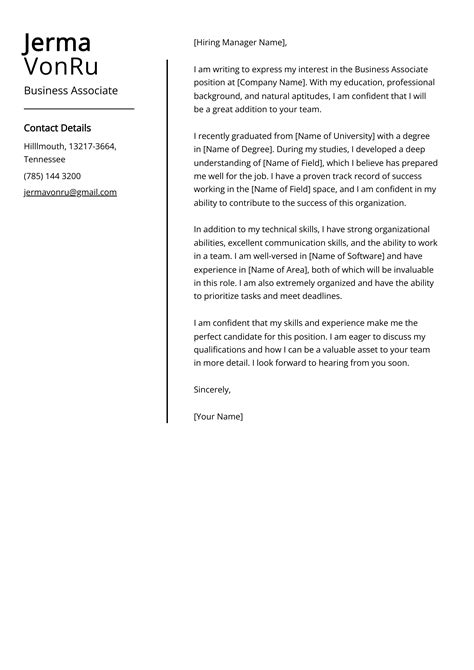 Business Associate Cover Letter Example Free Guide