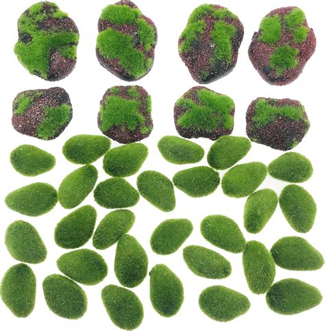 Amazon Woohome 38 PCS Artificial Moss Rocks Decorative Faux Green