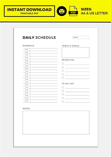 Daily Schedule Printable - Etsy