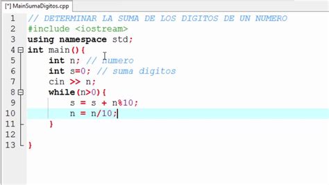 PROGRAMA C Suma de los dígitos de un número YouTube