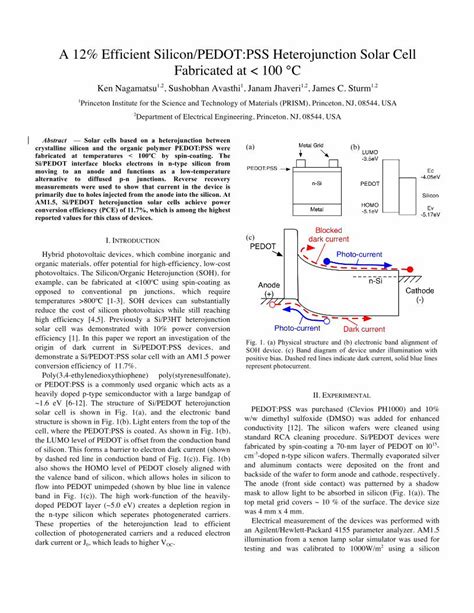 Pdf A 12 Efficient Siliconpedotpss Heterojunction Solar Dokumentips