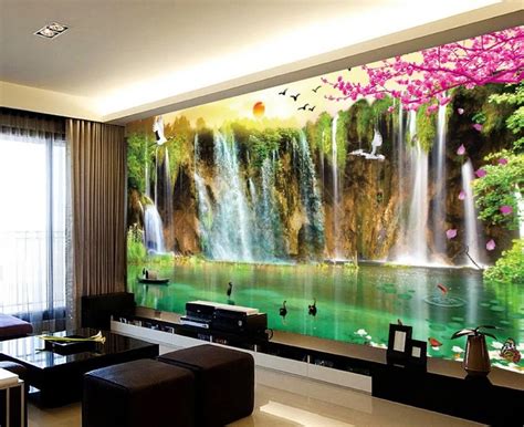 Mural 3d wallpaper 3d wall papers for tv backdrop waterfall scenery 3d ...