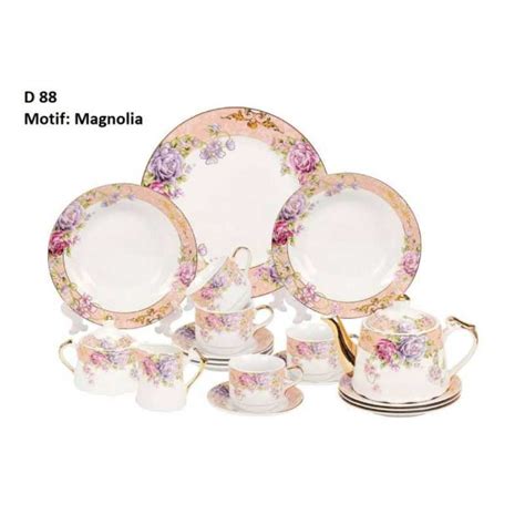 Jual Perangkat Makan Merek Vicenza Dinner Set D88 Motif Magnolia