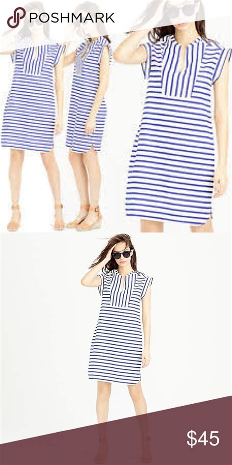 J Crew Striped Tuxedo Shift Dress Blue White Xs Jcrew Stripes Blue