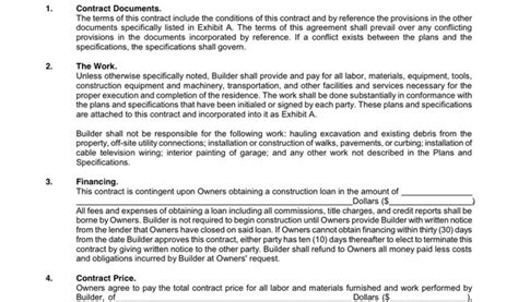 Residential Building Contract Template Residential Construction ...