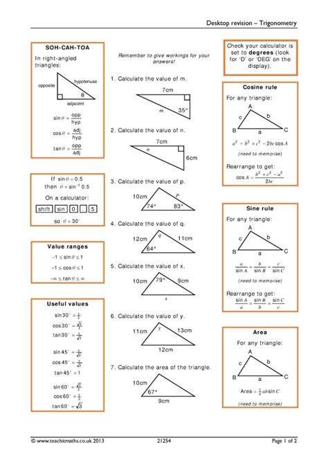 Desktop Revision Trigonometry Gcse Maths Teachit