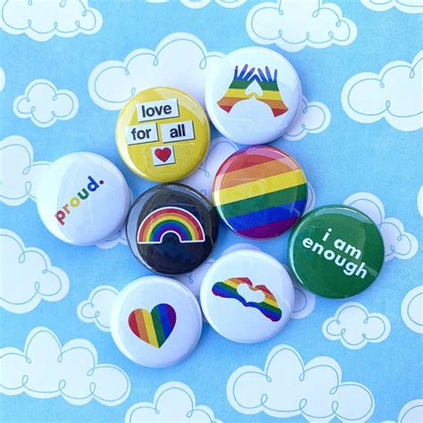 Pride Buttons Set Of 8 Lgbtq Flair Pin Badge Magnet Kindness Etsy