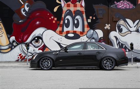 Wallpaper black, Cadillac, profile, grafiti, black, CTS-V, Cadillac ...