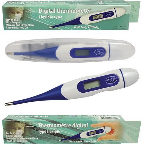 First Aid Central Digital Thermometer Flexible Tip Last Temperature