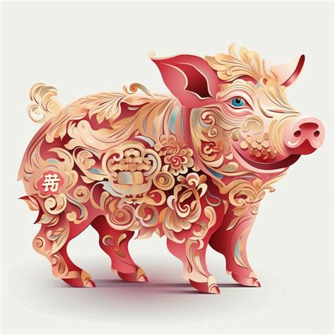 Premium Ai Image There Is A Pig With A Floral Pattern On Its Body