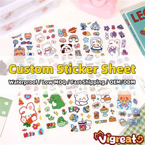 Customized Cute Stickers Paper Puffy Cartoon Vinyl Sticker Sheets ...