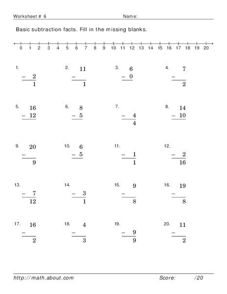 Basic Subtraction Facts Worksheet For 1st 2nd Grade Lesson Planet