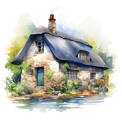 Premium Photo Irish Cottage In The Countryside Watercolor