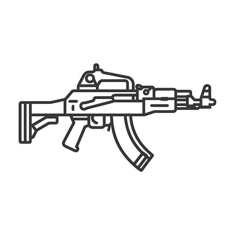 Line Art Illustration Of An AK47 Assault Rifle Premium AI Generated