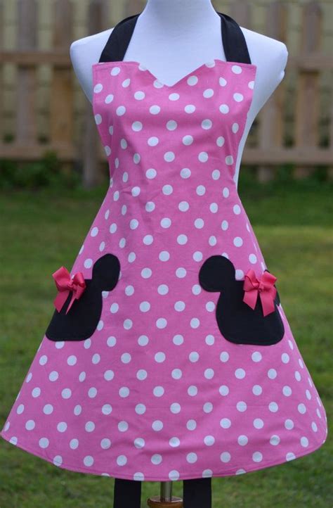 Minnie Mouse Inspired Apron Minnie Mouse Apron Polka Dot Apron 1950s