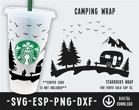 Camping Starbucks Cold Cup SVG Full Wrap For Starbucks Venti Etsy