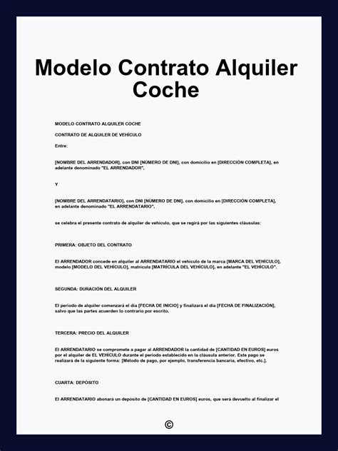 Modelo Contrato Alquiler Coche