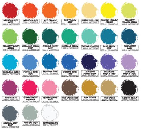 Spray Paint Color Chart