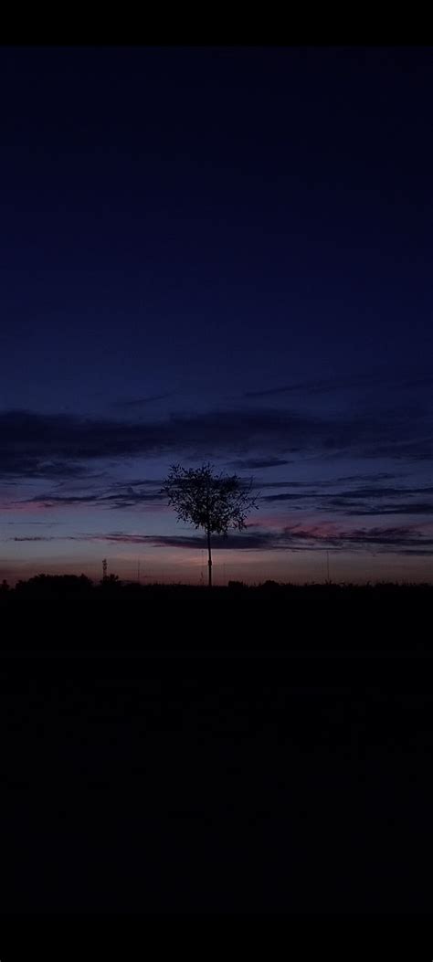 Langit Malam Atardecer Awan Estetika Matahari Terbenam Hitam