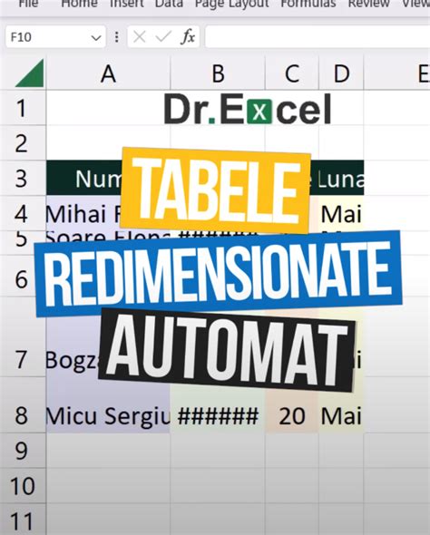 Cum Redimensionezi Tabelele Automat Din Taste Dr Excel Servicii