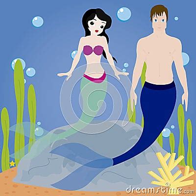 Siren And Triton Cartoon Vector Cartoondealer