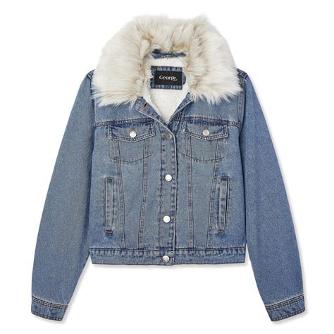 George Womens Sherpa Lined Denim Jacket With Faux Fur Collar Walmart