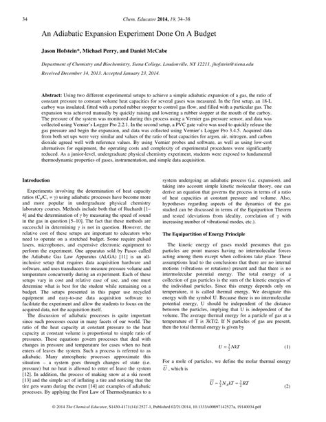 (PDF) An Adiabatic Expansion Experiment Done On A Budget