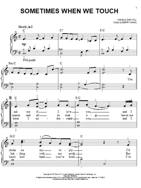 Sometimes When We Touch | Sheet Music Direct