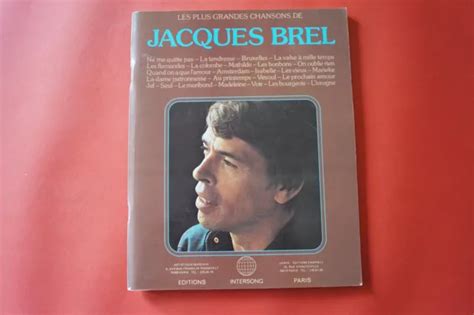 Jacques Brel Les Plus Grandes Chansons Songbook Notenbuch Piano