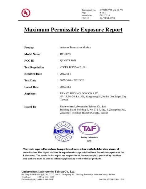 REYAX RYLR998 Antenna Transceiver Module User Guide