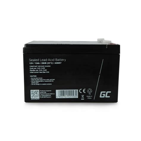 Gel Battery 12V 12Ah Green Cell Botland Robotic Shop