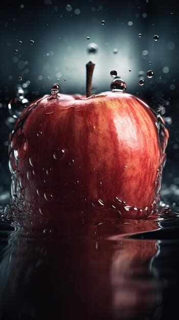 Premium AI Image An Apple With Water Drops On It