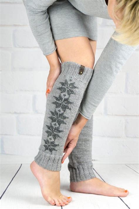 Long Leg Warmer Dance Yoga Ballet Hand Knit Legwarmers Gray Etsy