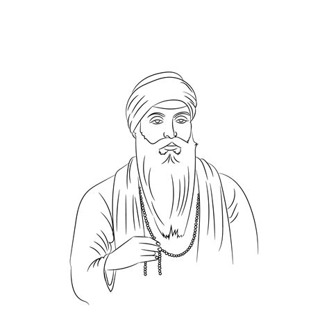 Premium Vector Guru Ram Das Portrait Line Art