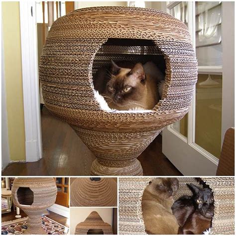 Diy Cardboard Cat Cocoon Diy Cat Bed Cardboard Cat