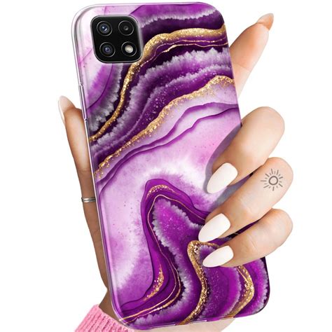 Etui Do Samsung Galaxy A22 5G Wzory Różowy Marmur Purpura Róż Marmur