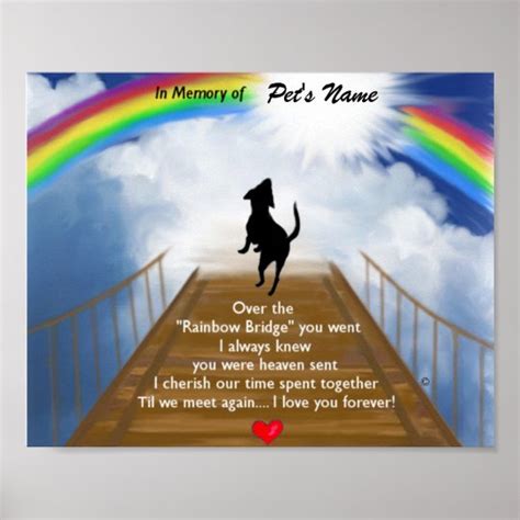 Rainbow Bridge Memorial Poem for Dogs Poster | Zazzle