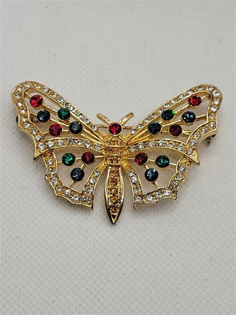 Eisenberg Ice Butterfly Pin Brooch Swarovski Rhines Gem