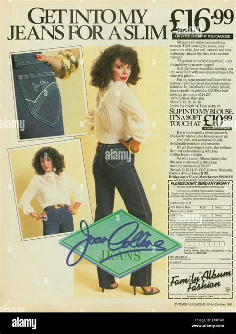 1980s Uk Joan Collins Jeans Magazine Advert Stock Photo Alamy